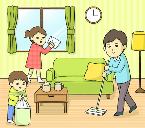 お掃除で家がピカピカになると、家族の笑顔が増える効果も